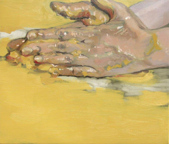 CELESTE CHANDLER  Les mains jaunes Huile sur toile de lin