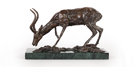 JONATHAN KENWORTHY  Impala au point d’eau Sculpture de bronze