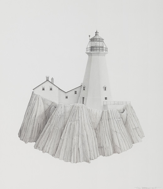 TIB BEAMENT Lighthouse on Barnacles Pencil / pastel